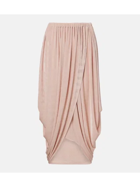 Fustă midi Xu Zhi asimetrică drapată până la genunchi roz