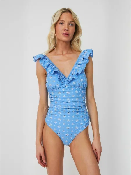 Crās Costum de baie întreg azur alb