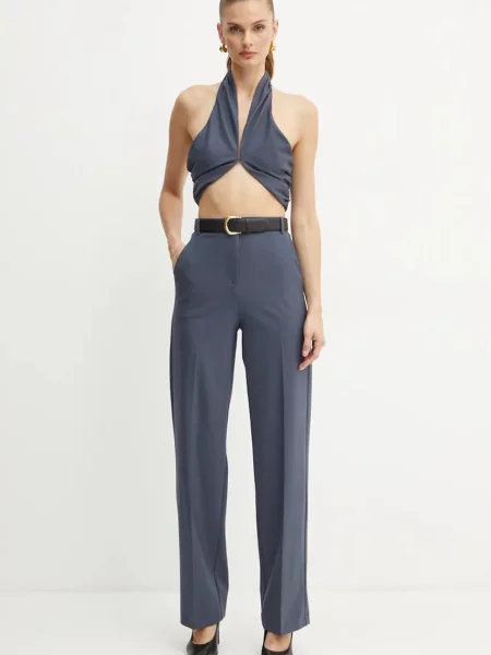 Вовняна однотонна блуза Patrizia Pepe сіра