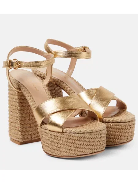 Sandale Gianvito Rossi din piele cu platformă auriu