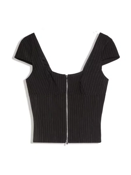 Bershka Top gri închis negru