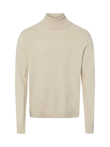 BOSS Green sweter z golfem z domieszką wełny Mężczyźni S beżowy