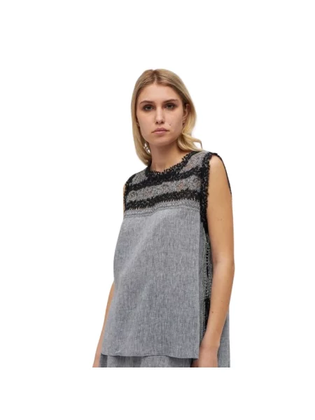 Lniany top Ermanno Scervino szary