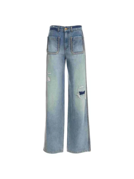 Jeansy straight leg Just Cavalli niebieskie