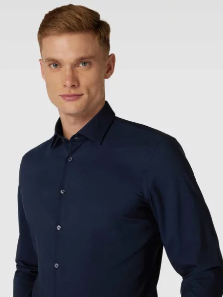 Koszula biznesowa o kroju slim fit z dodatkiem streczu Jake*s granatowa