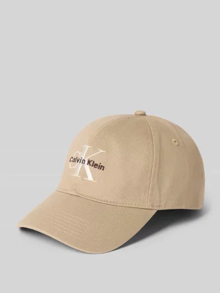 Regulowana długość czapka z daszkiem z wyhaftowanym logo Calvin Klein brązowa