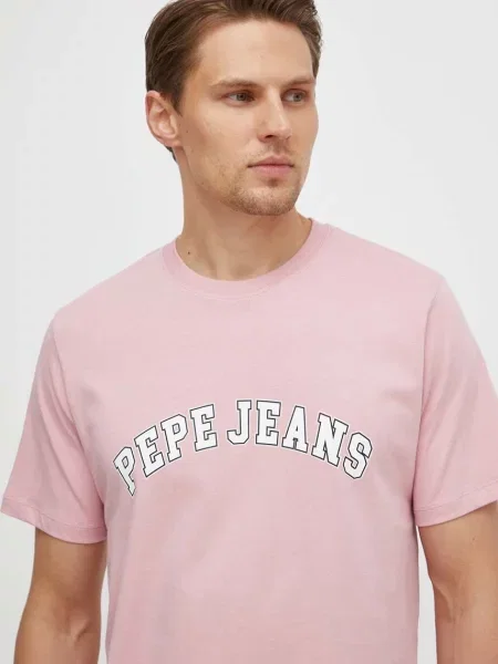 Футболка Pepe Jeans CLEMENT з принтом рожевий