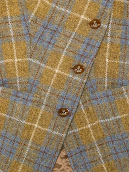 Palton Vivienne Westwood în carouri asimetric galben