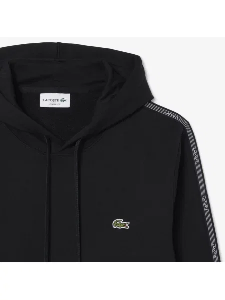 Lacoste Bluza Z Kapturem Z Sygnowanymi Paskami czarna