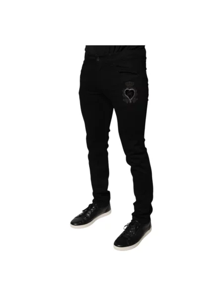 Skinny spodnie Dolce And Gabbana z logo czarne