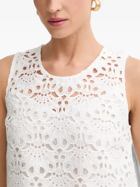 Top Twinset cu broderie alb