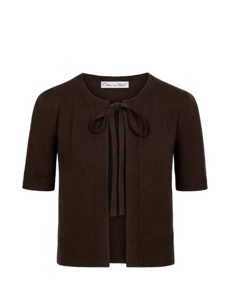 Cardigan Oscar De La Renta de lână cu legături maro