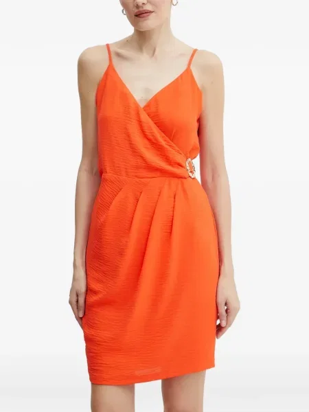 Rochie mini Morgan cu decolteu în V cu cataramă portocaliu