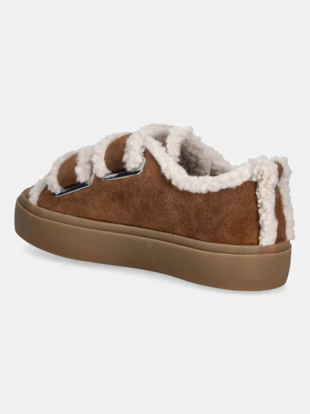 Semišové tenisky Inuikii Shearling Low Velcro hnědá
