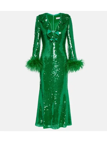 Sukienka midi Self-portrait do kolan garniturowa zielona