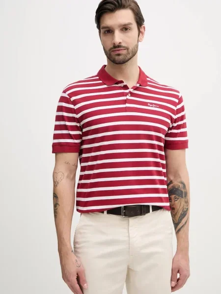 Pepe Jeans μπλουζάκι πόλο BARRET κόκκινο