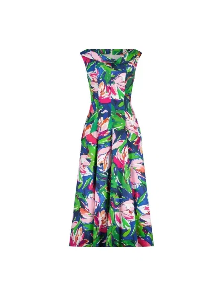 Wielobarwność sukienka koktajlowa Talbot Runhof w kwiatki