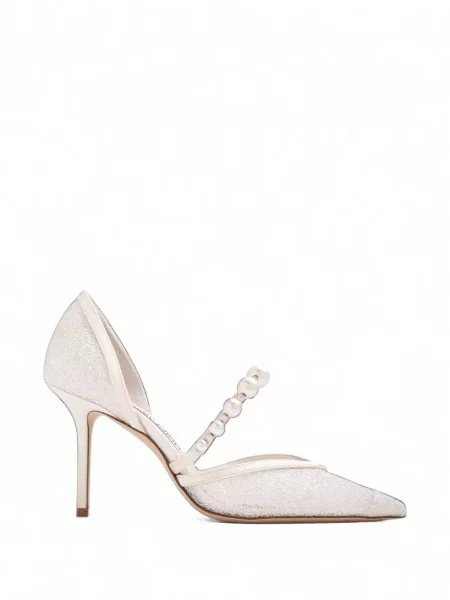 Pantofi cu toc Jimmy Choo cu perle din dantelă