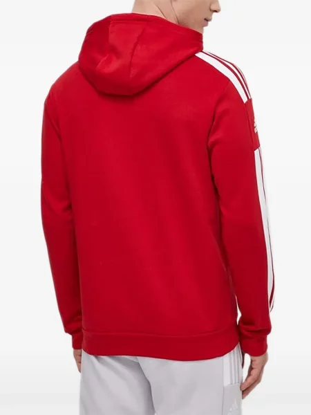 Prugasta majica s kapuljačom Adidas crvena