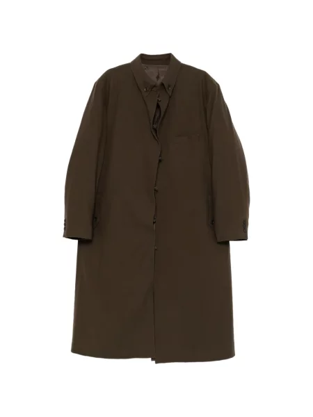 Cu centură palton Yohji Yamamoto de flanelă verde