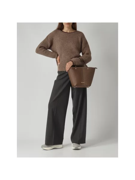 Shopperka Michael Kors skórzana z logo brązowa