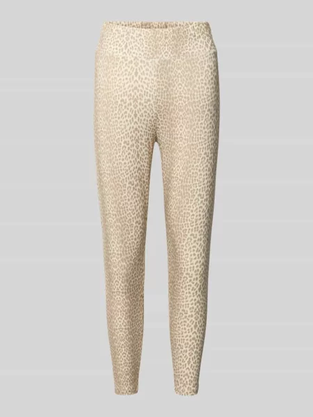 Legginsy o kroju slim fit ze zwierzęcym nadrukiem na całej powierzchni model Rita' Oh April beżowe
