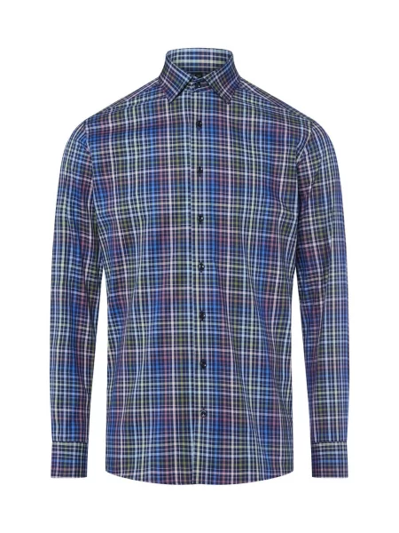 Finshley & Harding koszula biznesowa Mężczyźni Modern Fit niebieski|zielony w kratkę 39 niebieska
