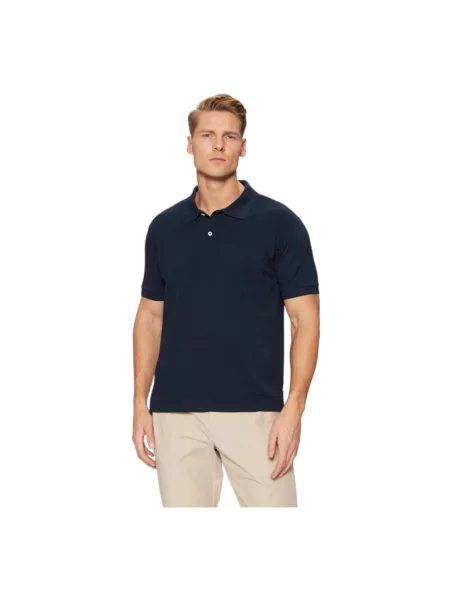 Guess Jeans polo granatowy gładki niebieska