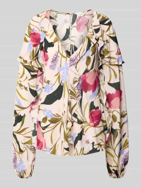 Bluzka o kroju regular fit z dekoltem w serek model ‘minasa’ Ted Baker różowa