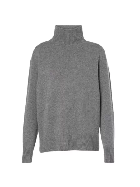 Lniany sweter z golfem Max Mara szary