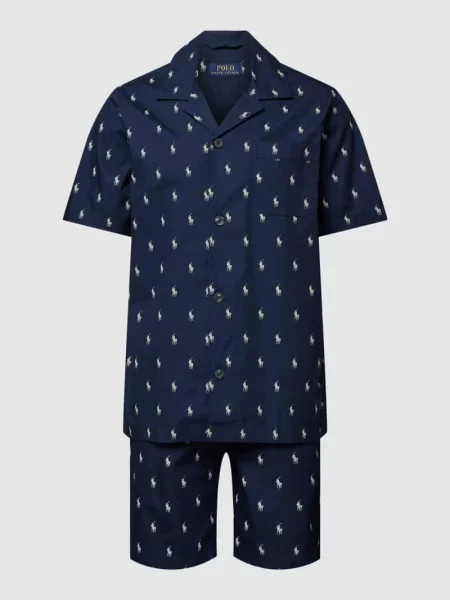 Piżama ze wzorem z logo na całej powierzchni model ‘WOVEN’ Polo Ralph Lauren Underwear