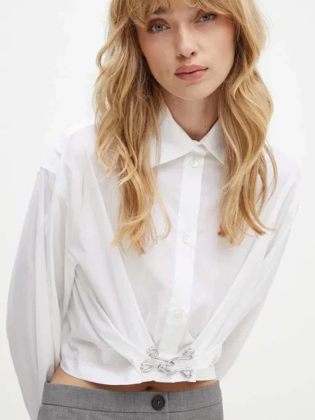 Moschino Jeans camasa din femei cu guler clasic regular alb