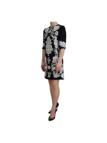 Sukienka mini Dolce And Gabbana w kwiatki koronkowa w kształcie litery A czarna