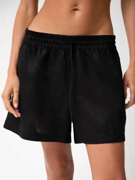 Женские льняные шорты чорні