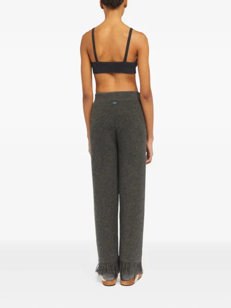 Pantaloni Alanui cu franjuri tricotate gri