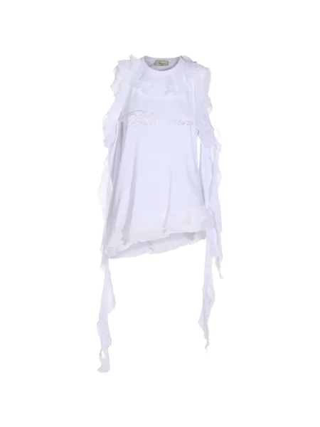 Top Blumarine cu volane alb