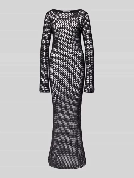 Sweter z dzianiny z ażurowym wzorem Review czarny