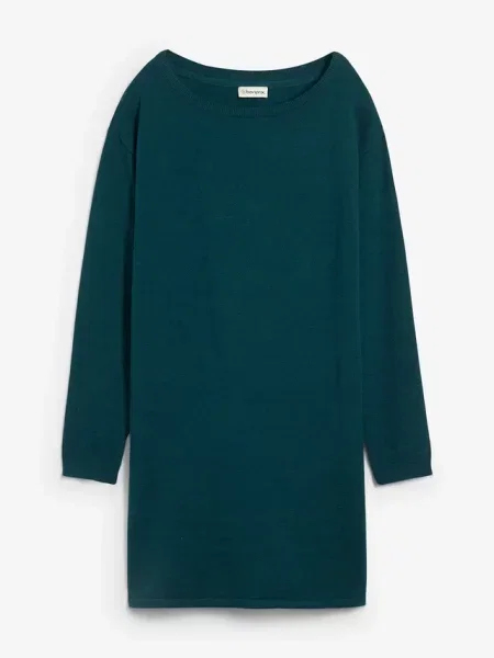 Długi sweter z bawełną z recyklingu zielony