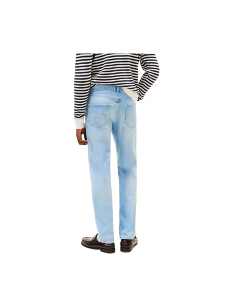Dżinsy o kroju slim straight fit z mieszanki bawełny Tommy Hilfiger niebieskie