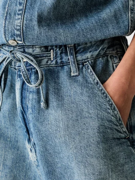 Tommy Jeans гащеризон дамски от деним синьо