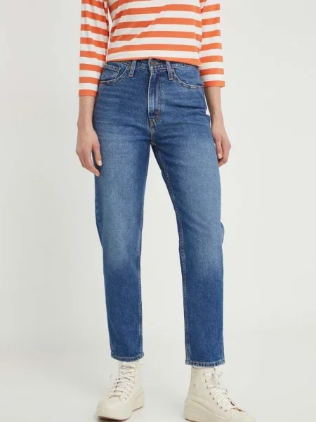 Дънки Levi's MOM JEAN тъмносиньо синьо