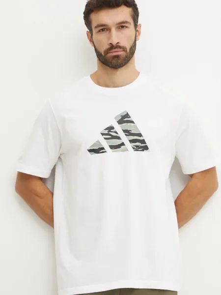 Тениска adidas Camo с принт бежово