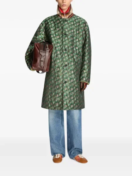 Žakardinis paltas Dries Van Noten žalia