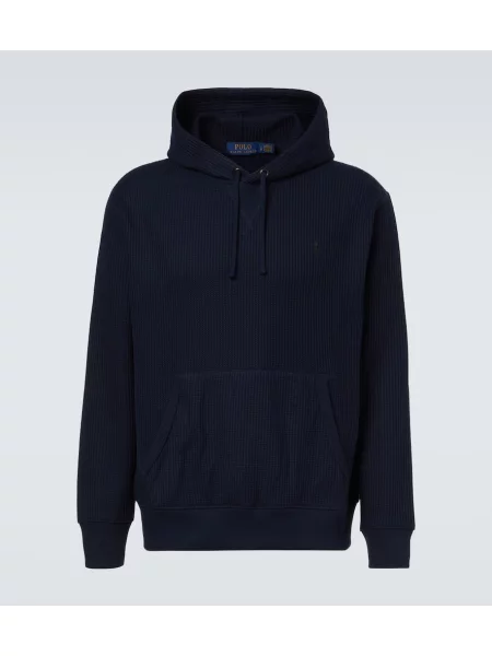 Pletene hoodie Polo Ralph Lauren modra