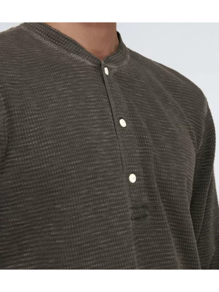 Tricou Rrl tricotate cu guler henley negru