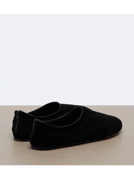 Chiloți The Row din piele de căprioară slip-on negru