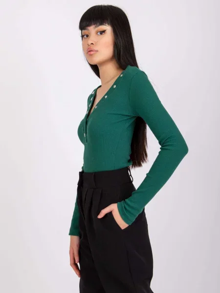 Bluză Fashionhunters cu dungi verde