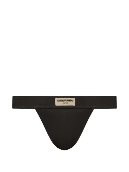 Chiloți tanga Dsquared2 cu autograf negru