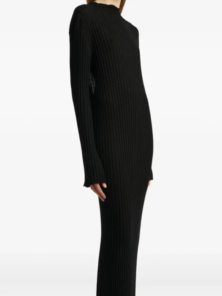 Sukienka midi Khaite do kolan garniturowa prążkowana czarna
