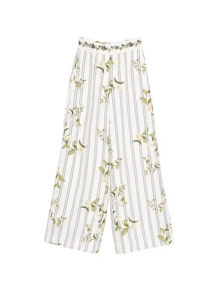 Pantaloni Agua By Agua Bendita cu model floral cu imagine alb